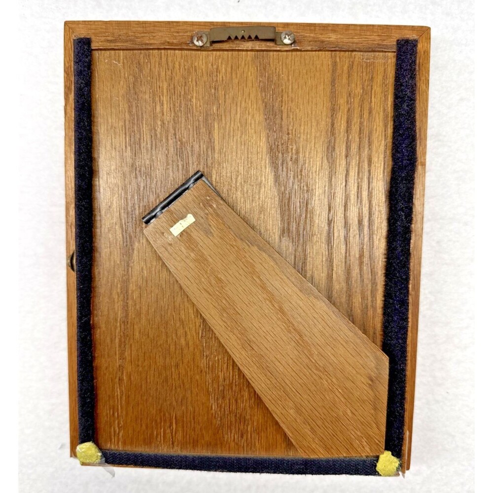 Wooden 5x7 Picture Frame Hidden Photo Storage Hinged Tabletop Oak Vintage - Picture 3 of 7